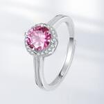  Nagy pink kristályos gyűrű whitegold (állítható méret)