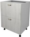 haaus Corp Baza Lecce, 2 Sertare, Pin Alb/Alb, 60 x 50 x 80 cm (LEC-007-PIN)