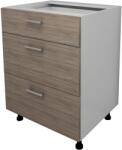 haaus Corp Baza Lecce, 3 Sertare, Stejar Sonoma Inchis/Alb, 60 x 50 x 80 cm (LEC-008-SONI)