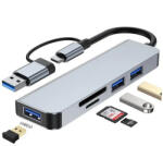 BlackBird USB 3.0 BYL-2434 Type-C/USB multiport hub 5in1 3xUSB3.0, SD, TF, ezüst, aluminium ház