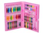  Set de pictura si desen pentru copii WePro Store, 86 piese, carioci, creioane colorate, pasteluri de ulei, acuarele, 3 Ani, Roz (DF-29)