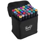  Set 36 markere duble WePro Store, profesionale, subtire si gros, cerneala pe baza de alcool, geanta de depozitare, Multicolore (DF-62)