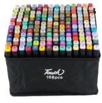  Set 168 markere duble WePro Store, profesionale, subtire si gros, cerneala pe baza de alcool, geanta de depozitare, Multicolore (DF-68)