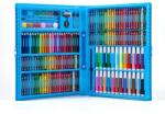  Set de pictura si desen pentru copii WePro Store, 168 piese, 24 creioane colorate, 48 creioane cerate, 48 pasteluri cu ulei, 12 culori acuarele, Albastru (DF-20)