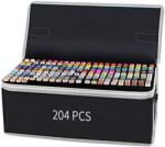  Set 204 markere duble WePro Store, profesionale, subtire si gros, cerneala pe baza de alcool, geanta de depozitare, Multicolore (DF-69)
