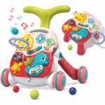  Antemergator interactiv cu sunete si lumini 3 in 1 WePro Store, Inaltime si viteza reglabile, Masuta si tabla Interactiva, Cos pentru mingi, Jucarii zornaitoare, 6-18 luni, Rosu (DF-48)