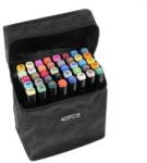  Set 40 markere duble WePro Store, profesionale, subtire si gros, cerneala pe baza de alcool, geanta de depozitare, Multicolore (DF-63)