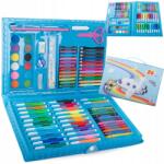  Set de pictura si desen pentru copii WePro Store, 86 piese, creioane colorate, pasteluri de ulei, acuarele, Albastru (DF-3)