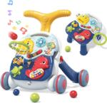  Antemergator interactiv cu sunete si lumini 3 in 1 WePro Store, Inaltime si viteza reglabile, Masuta si tabla Interactiva, Cos pentru mingi, Jucarii zornaitoare, 6-18 luni, Albastru (DF-47)