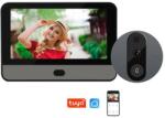  Smart Visor 5 hüvelykes képernyővel, CRISTALIS SALE, vezeték nélküli Tuya Smart/Smart Life, 1080P Full HD, éjszakai látás, Micro SD támogatás, videórögzítés, lopásgátló riasztó, vízálló, moz