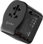 Cellect Utazó adapter 20W, univerzális, földelt, Fekete (CEL-TRAADAPT-20W-BK)