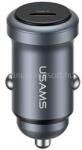 USAMS CC321 autós töltő Type-C aljzat 30W, PD gyorstöltő, SÖTÉTSZÜRKE (CC321) (CC321)