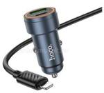 hoco. Z57A autós töltő Type-C+USB aljzat 30W, PD gyorstöltő 3.0 + lightning kábel, FEKETE (HOCO_Z57A_LIGHTNING_B) (HOCO_Z57A_LIGHTNING_B)