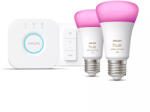 Philips Hue White and colour ambience Kezdőkészlet: 2 db E27-es okos fényforrás (1100) + fényerő-szabályozó kapcsoló (929002468805)