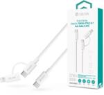 DEVIA USB 2.0 Type C Lightning + USB Type C Töltő/adat Fehér 1.2m ST121485 (ST121485)