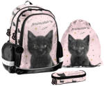 PASO Cicás iskolatáska szett ovális tolltartóval - Black Cat (PP26BC-081-1-szett) (PP26BC-081)