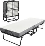 HOMCOM Pat pliant 1 persoană 200 x 80 cm cu saltea, pat de rezervă pliant și portabil pe roți, cadru din oțel, alb | Aosom Romania (831-516V02WT)