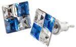 Art Crystella Fülbevaló, négyzet, zafírkék-fehér SWAROVSKI® kristállyal, 8mm, ART CRYSTELLA® (RSWF048)