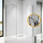 STUXI Milano Easy Kombi Plus 1 Walk-in zuhanyfal, 140x110 cm, 8 mm vastag vízlepergető biztonsági üveggel, helytakarékos stabilizátorral, polccal (TL-6615-140-110-X-6615C-22-X-6615C-52-X-6615C-6)