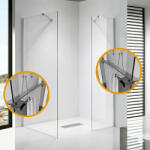STUXI Milano Easy Kombi Plus 2 Walk-in zuhanyfal, 90x70 cm, 8 mm vastag vízlepergető biztonsági üveggel, helytakarékos stabilizátorral, 2 polccal (TL-6615-90-70-X-6615C-22-X-6615C-52-X-6615C-62)