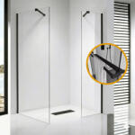 STUXI Milano Easy Black Kombi Plus 1 Walk-in zuhanyfal, 90x110 cm, 8 mm vastag vízlepergető biztonsági üveggel, helytakarékos stabilizátorral, polccal (TL-6615-90-110-X-6615B-22-X-6615B-52-X-6615B-6)