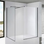 STUXI Milano Kombi Black Walk-in zuhanyfal, 100x110 cm, 8 mm vastag vízlepergető biztonsági üveggel, 200 cm magas, matt fekete (TL-6615-100-110-TL-6615B-22-TL-6615B-4)