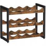  Bortartó állvány Fa könyvespolc 12 palack számára Loft 44x38 cm Többszínű (w123)