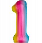 PartyBee Fólia lufi Szám 1 Színes Szivárványos 100cm XXL szülinapi héliumos lufi