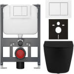 Cerano - Falba épített WC szett Cesso - matt fekete - Prime/Maxio nyomógomb, fehér - fali - alacsony modul - falsík előtti/gipszkarton - 49x36 cm (CER-8050BD86214)