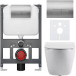Cerano - Komplett WC szett Basic/Cesso - fényes fehér - WC nyomógomb Modulo/Silver - fali - alacsony modul - falsík előtti beépítés - 49x36 cm (CER-8050BD86014)