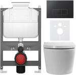 Cerano - Fali WC bidével Cronus Standard - fényes fehér - Prime/Modulo nyomógomb, fekete - felülről vezérelhető - falsík előtti beépítés/gipszkarton -… (CER-8050BD86455)