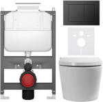Cerano - Fali WC bidével Cronus Premium - fényes fehér - Prime/Maxio gomb, fekete - felülről vezérelhető - falsík előtti beépítés/gipszkarton -… (CER-8050BD86485)