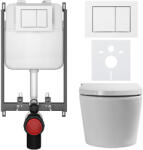 Cerano - Fali WC bidével Basic/Cronus Premium - fényes fehér - Maxio WC-nyomólap/Fehér - falba építhető - 59, 3x38, 4 cm (CER-8050BD86481)