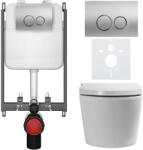 Cerano - Fali WC bidével Cronus Premium - fényes fehér - Prime/Dualo gomb, ezüst - fali szereléshez - 59, 3x38, 4 cm (CER-8050BD86476)