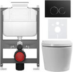 Cerano - Fali WC bidével Cronus Standard - fényes fehér - Prime/Dualo gomb, fekete - felülről vezérelhető - falsík előtti beépítés/gipszkarton -… (CER-8050BD86425)