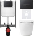 Cerano - Komplett WC-szett Basic/Cesso - fényes fehér - Modulo WC-nyomólap/fekete - falba építhető - 49x36 cm (CER-8050BD85961)