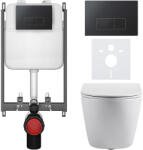 Cerano - Falba épített WC szett Cesso - fényes fehér - Prime/Modulo nyomógomb, fekete - fali használatra - 49x36 cm (CER-8050BD86006)