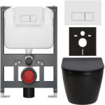 Cerano - Falba épített WC szett Verde - fényes fekete - Prime/Modulo nyomógomb, fehér - fali - alacsony modul - falsík előtti/gipszkarton - 49x36 cm (CER-8050BD86319)