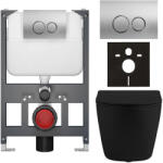 Cerano - Falba épített WC szett Cesso - matt fekete - Prime/Dualo nyomógomb, ezüst - fali - alacsony modul - falsík előtti beépítés/gipszkarton -… (CER-8050BD86209)
