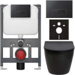 Cerano - Komplett WC szett Basic/Cesso - matt fekete - WC nyomógomb Modulo/Fekete - fali - alacsony modul - falsík előtti beépítés - 49x36 cm (CER-8050BD86369)