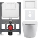 Cerano - Komplett WC-szett Basic/Cesso - fényes fehér - Maxio WC-nyomólap/fehér - függesztett - alacsony modul - előtétfalas szerelés - 49x36 cm (CER-8050BD85989)