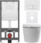 Cerano - Fali WC bidével Basic/Cronus Premium - fényes fehér - WC nyomógomb Modulo/White - fali - falba szerelhető - falsík előtti - 59, 3x38, 4 cm (CER-8050BD86498)