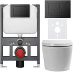 Cerano - Fali WC bidével Cronus Premium - fényes fehér - Prime/Maxio gomb, fekete - fali - alacsony modul - falsík előtti beépítés/gipszkarton -… (CER-8050BD86489)