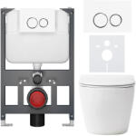 Cerano - Falba épített WC szett Verde - matt fehér - Prime/Dualo nyomógomb, fehér - fali - alacsony modul - falsík előtti/gipszkarton - 49x36 cm (CER-8050BD86244)