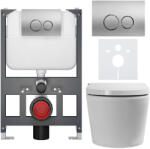 Cerano - Fali WC bidével Cronus Standard - fényes fehér - Prime/Dualo nyomógomb, ezüst - fali - alacsony modul - falsík előtti beépítés/gipszkarton -… (CER-8050BD86434)