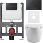 Cerano - Falba épített WC szett Cesso - fényes fehér - Prime/Modulo nyomógomb, fekete - fali - alacsony modul - falsík előtti/gipszkarton - 49x36 cm (CER-8050BD86009)