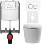 Cerano - Fali WC bidével Cronus Premium - fényes fehér - Prime/Dualo gomb, fehér - fali szereléshez - 59, 3x38, 4 cm (CER-8050BD86466)