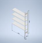  Horganyzott, teljes fémből készült STOW állvány 200x130x30 cm - 5 polc, teherbírás 800 kg - KIEGÉSZÍTŐ MODUL