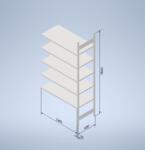 Horganyzott, teljes fémből készült STOW állvány 250x130x60 cm - 6 polc, teherbírás 960 kg - KIEGÉSZÍTŐ MODUL