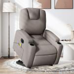 vidaXL Fotoliu electric masaj rabatabil cu ridicare, gri taupe, textil GartenMobel Dekor (3204412)